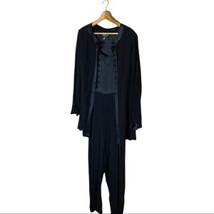 Vintage Carole Little Dresses Black Jumpsuit Jacket-in One Attached Button Down